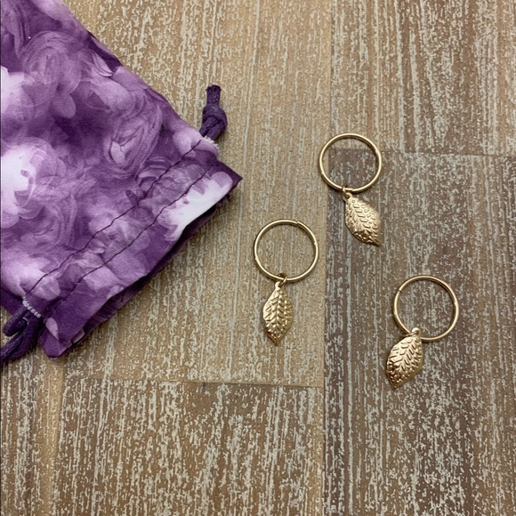 Gold Hair Rings With Leaves Set of 12 - Picture 1 of 2